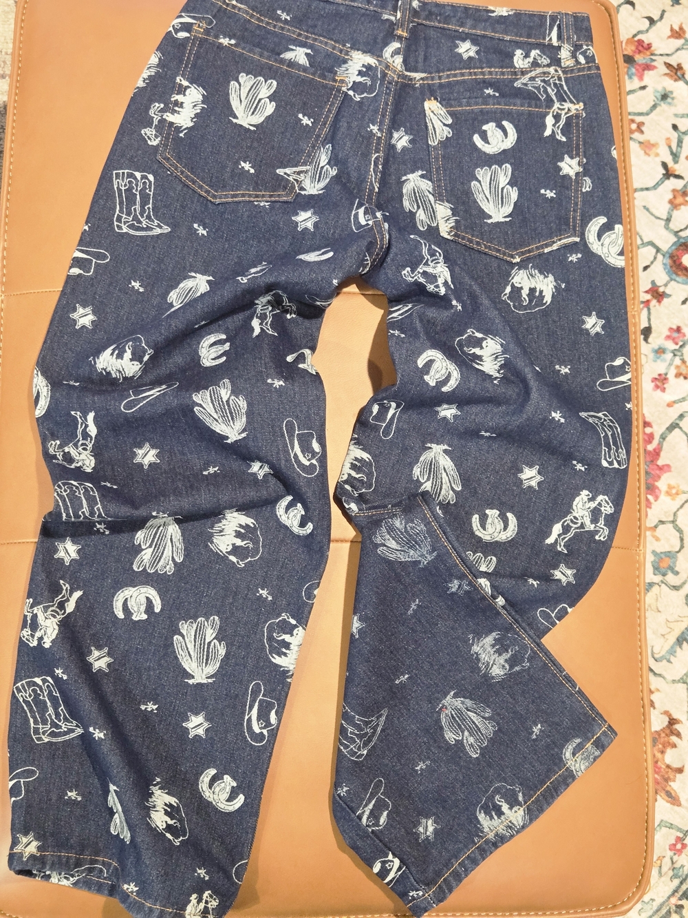 Cali1850 NWT Western Print Straight Leg Jeans | Cowboy Boots Cactus Rodeo | 7/28 - Picture 7 of 10